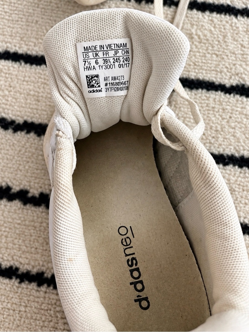 adidas White Sneakers with Black Three-Stripes – Men's Casual Shoes - Picture 3 of 3